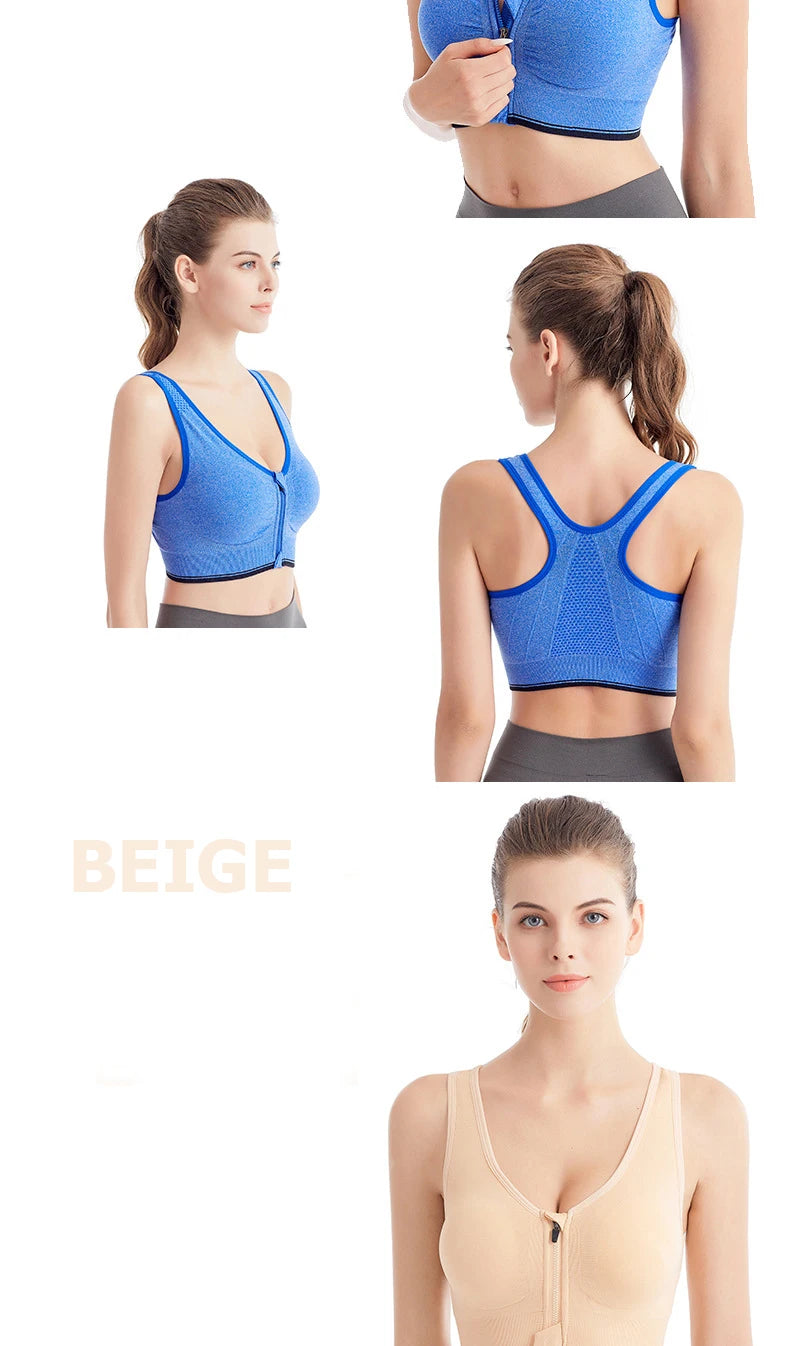 Front Zipper Sports Bra Women's