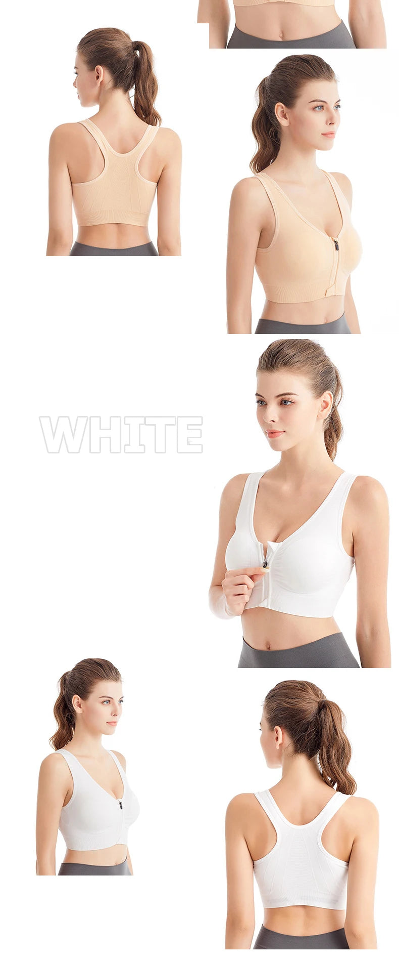 Front Zipper Sports Bra Women's