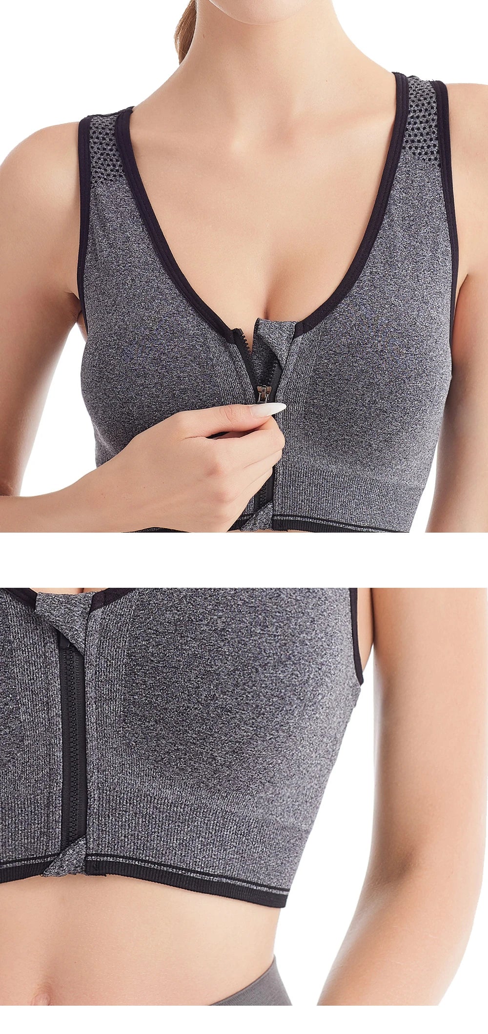 Front Zipper Sports Bra Women's
