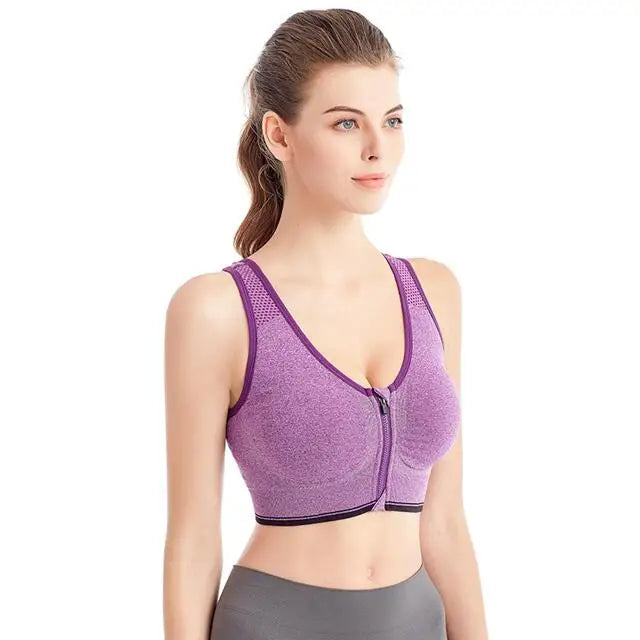 Front Zipper Sports Bra Women's