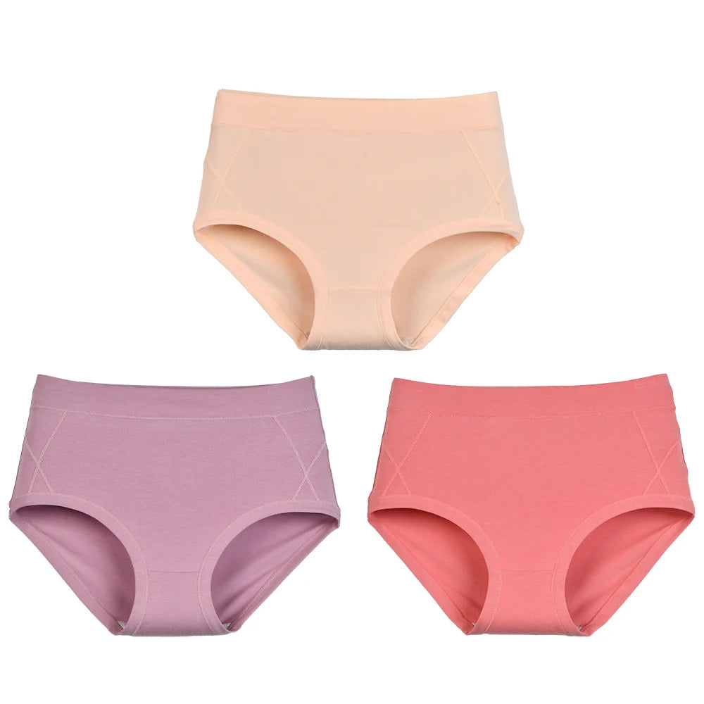 3Pcs Women's Cotton High Waist