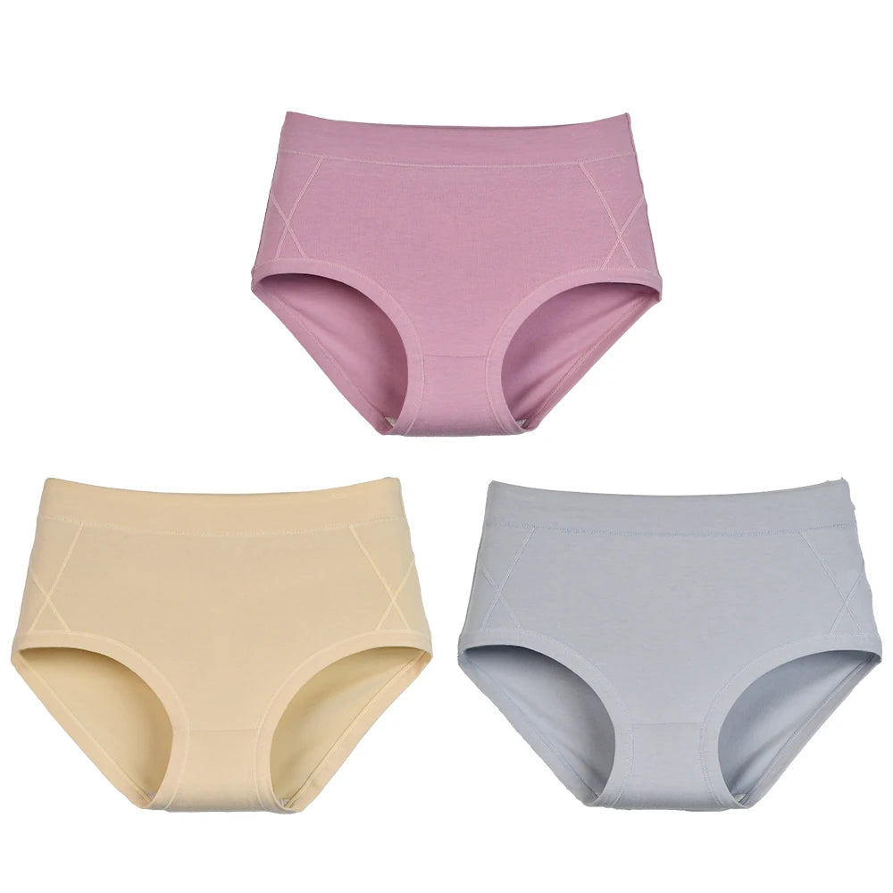 3Pcs Women's Cotton High Waist
