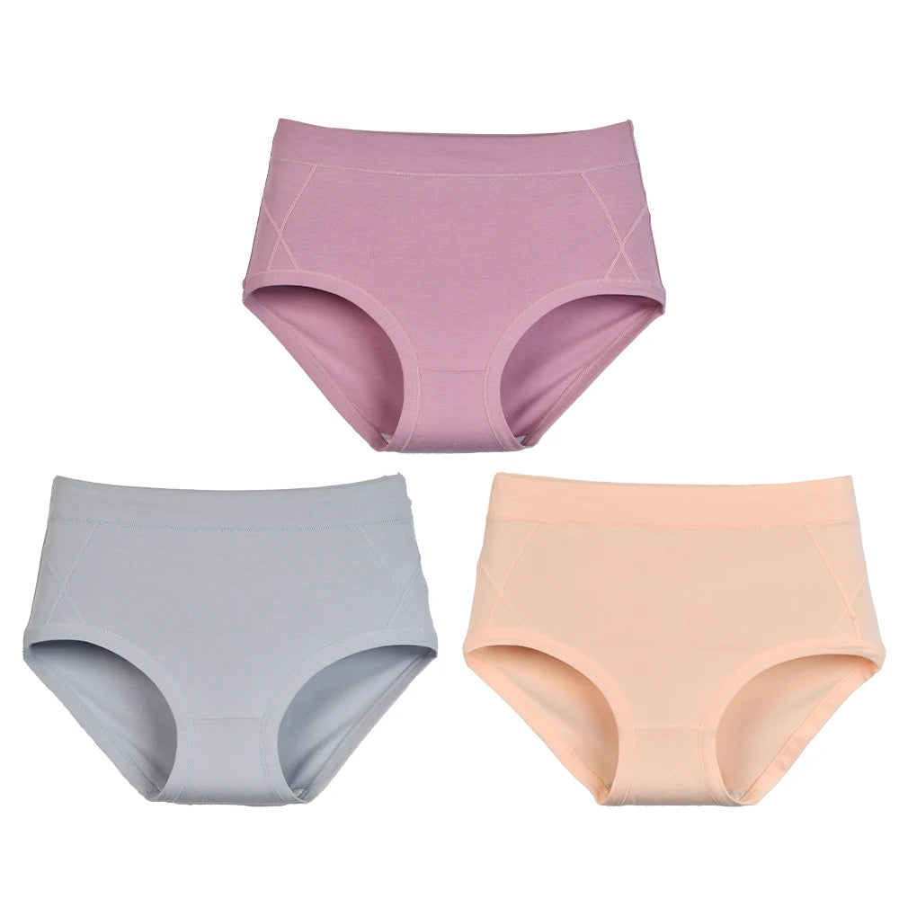 3Pcs Women's Cotton High Waist