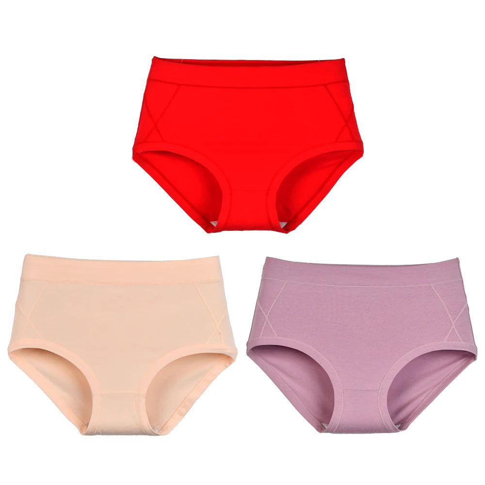 3Pcs Women's Cotton High Waist