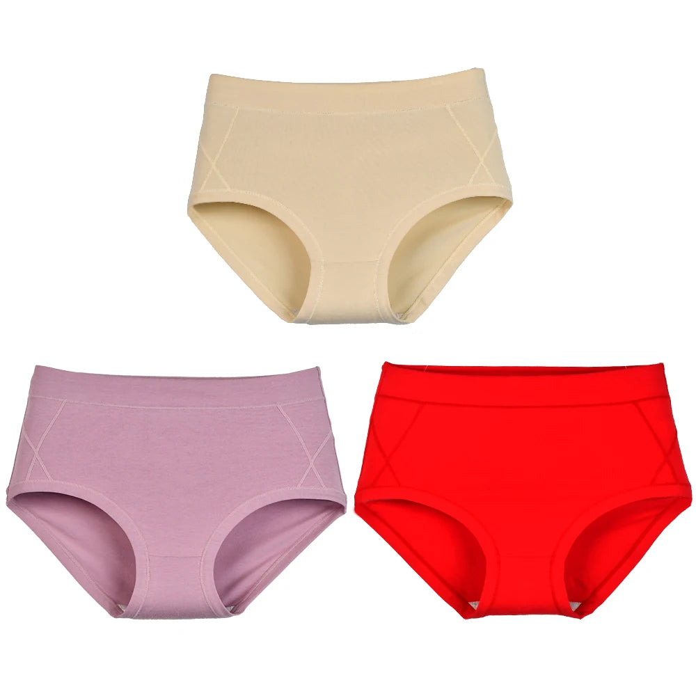 3Pcs Women's Cotton High Waist