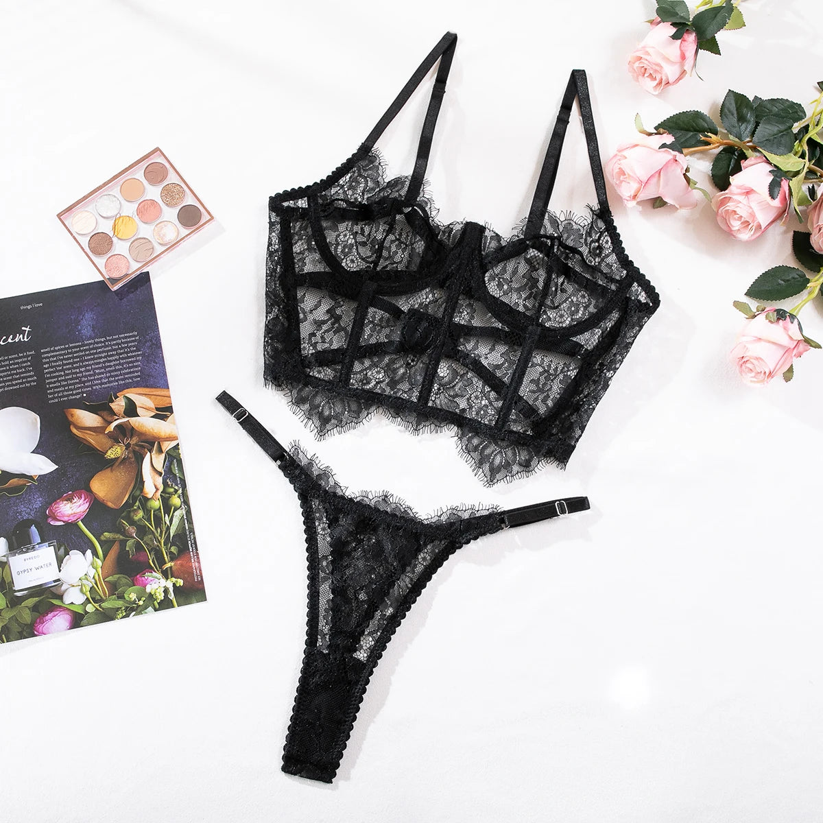 Krasapt Sexy Black Lace Lingerie