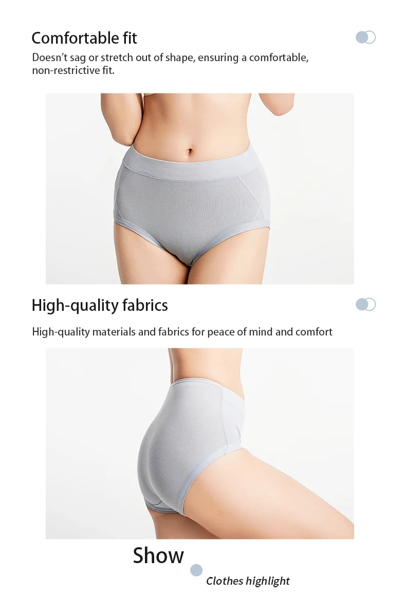 3Pcs Women's Cotton High Waist