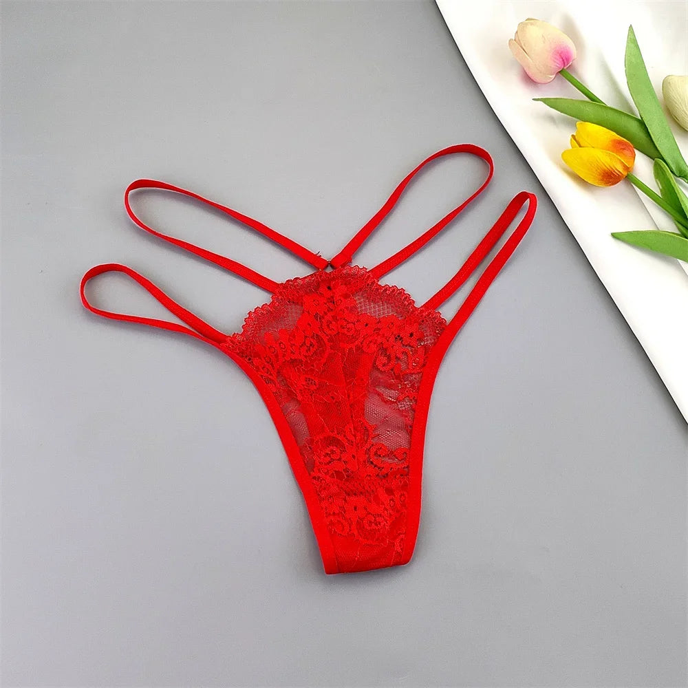 3 Pcs Lace Thin Strap Thong