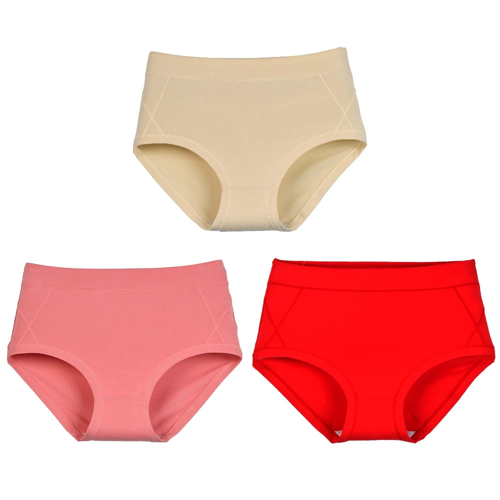 3Pcs Women's Cotton High Waist