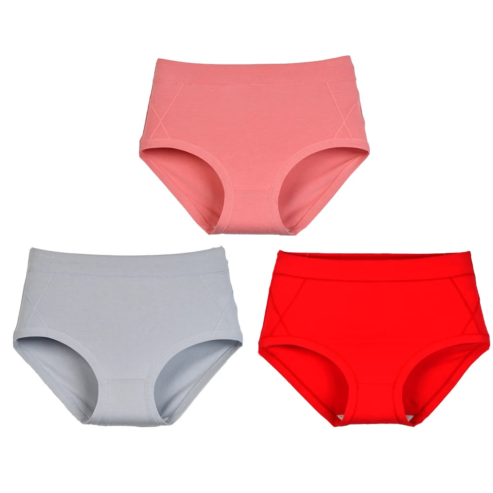 3Pcs Women's Cotton High Waist
