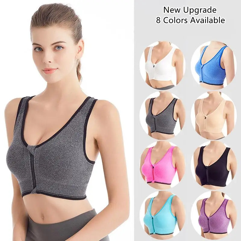 Front Zipper Sports Bra Women's