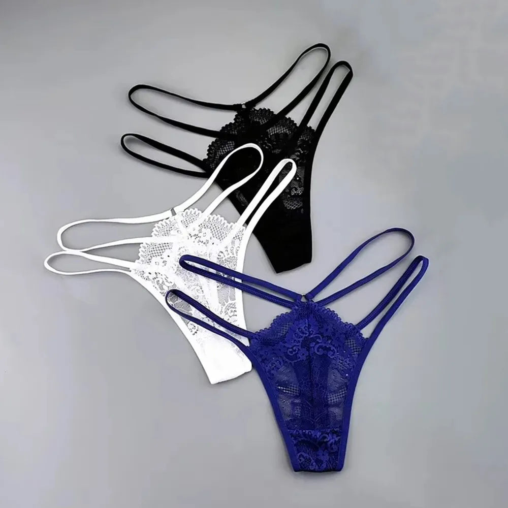 3 Pcs Lace Thin Strap Thong