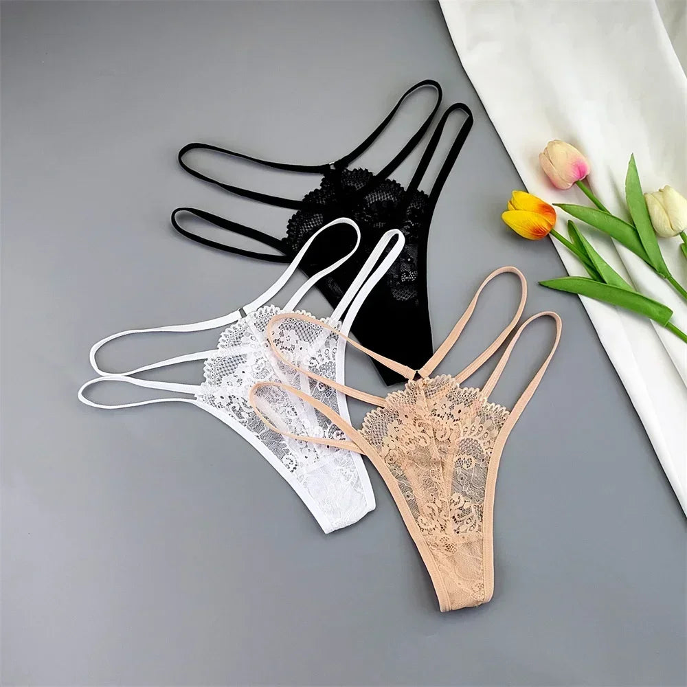3 Pcs Lace Thin Strap Thong