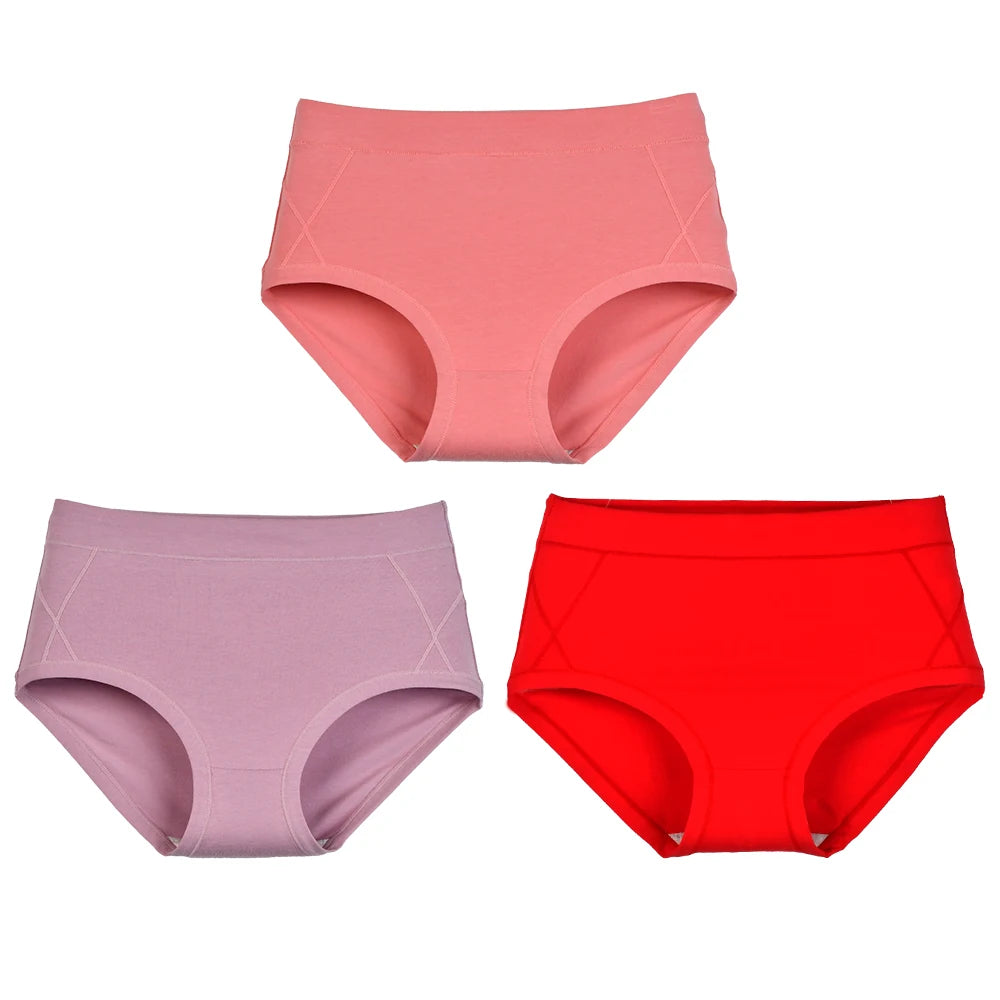 3Pcs Women's Cotton High Waist