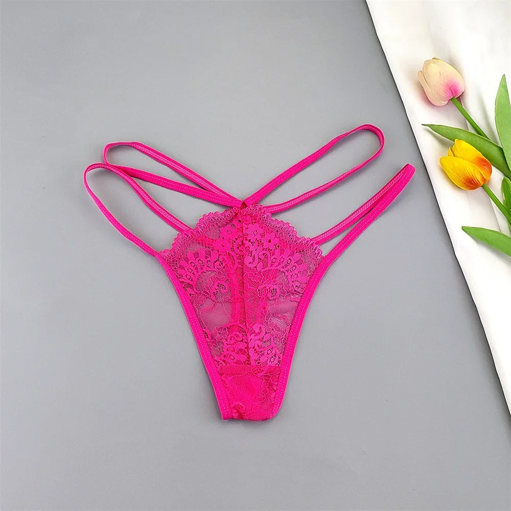 3 Pcs Lace Thin Strap Thong